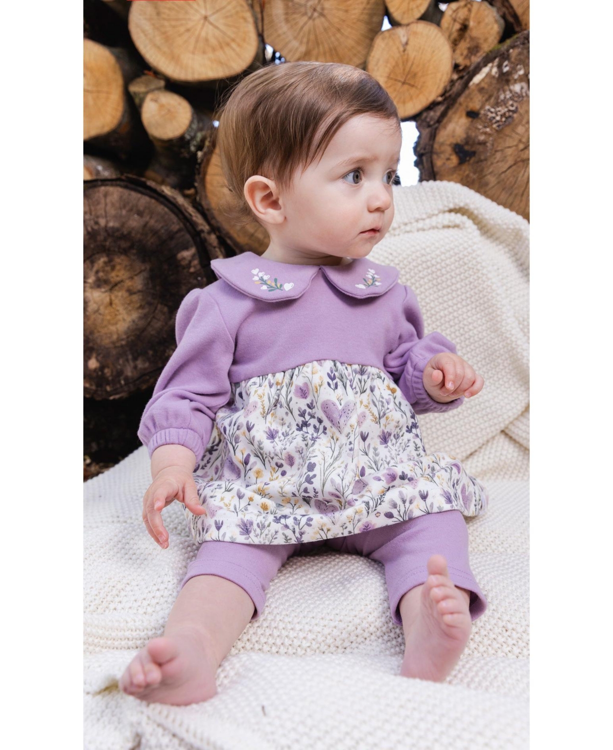 Deux par Baby Girl ( 3M to 24 M ) Cotton Dress and Legging Set with Heart Print