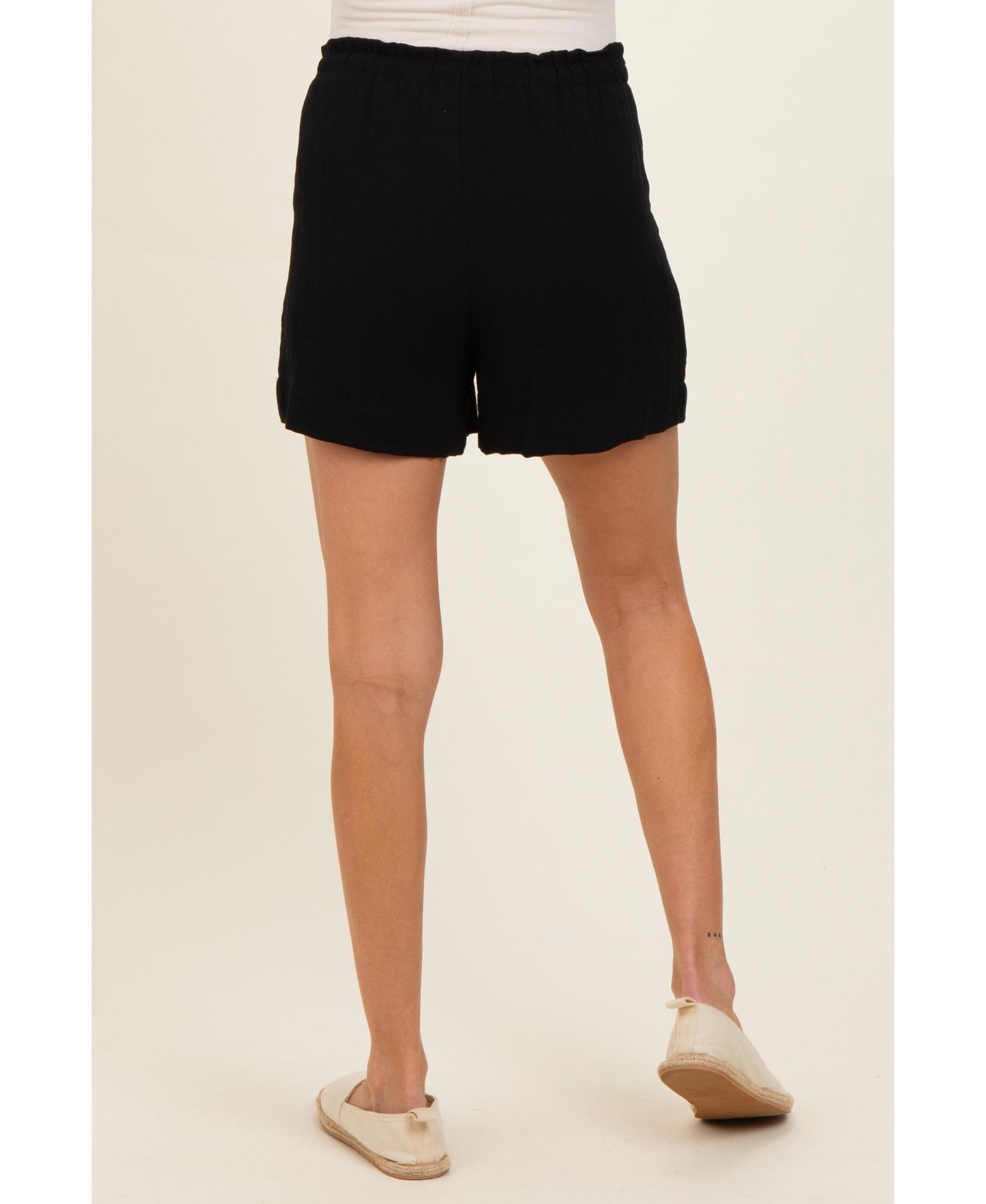 Женские шорты Pinkblush Maternity Black Drawstring Pleated, цвет: Чёрный — фото 4