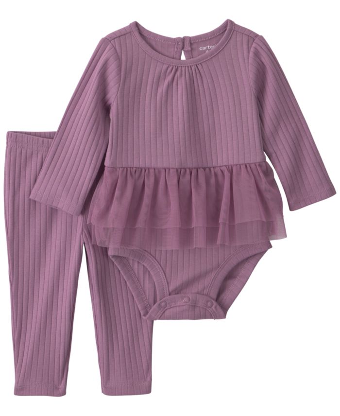 Carters Baby Girls Long Sleeve Bodysuit Pants 2 Piece Set