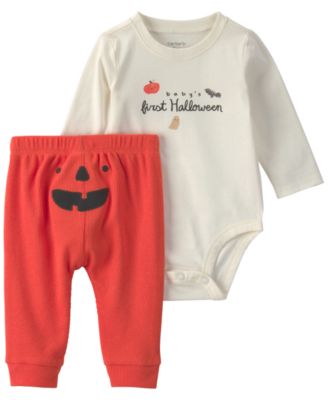 Baby Boys' and Baby Girls' Baby's First Halloween Long-Sleeve Bodysuit and Pants, 2-Piece Set