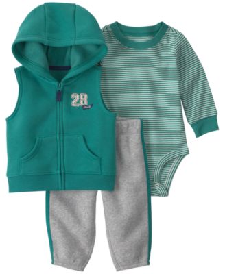 Baby Boys' 28 Varsity Sleeveless Hoodie, Bodysuit and Pants, 3-Piece Set