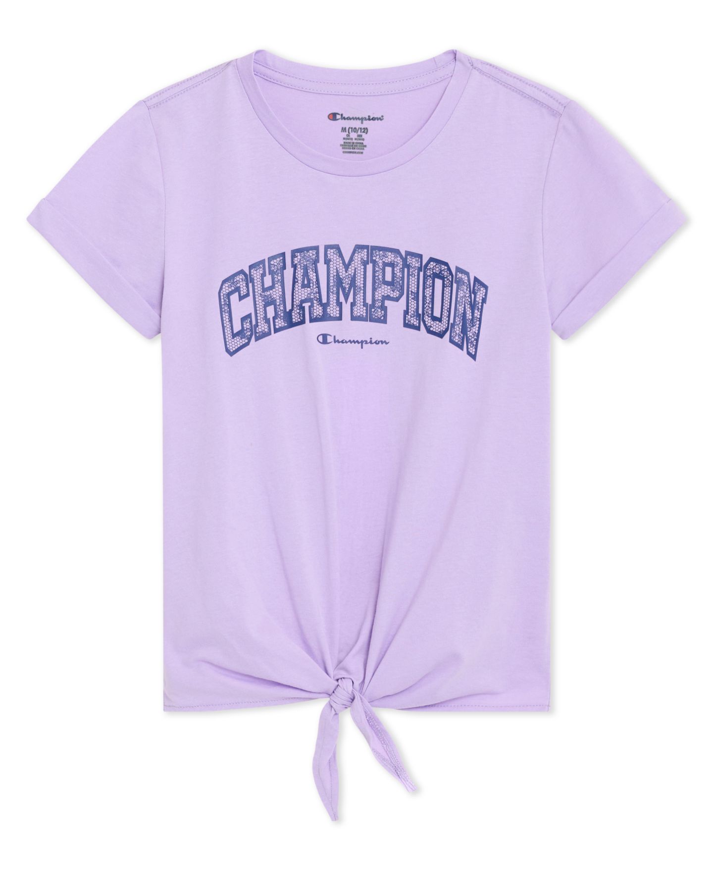 Футболка Champion Tie Front Graphic Short-Sleeve T-Shirt для девочек, цвет: Фиолетовый розовый — фото 5