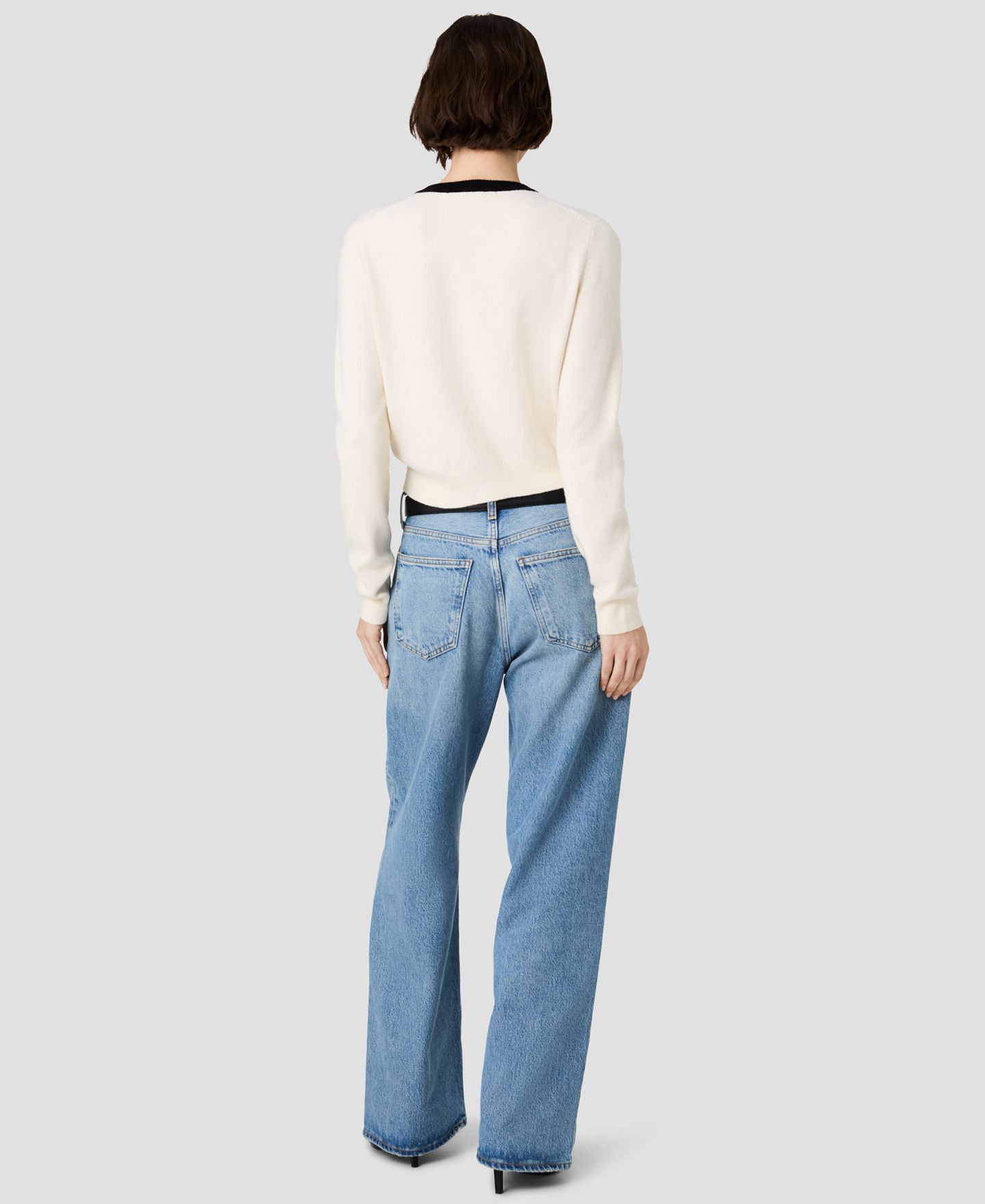 Женский кардиган French Connection Button-Front Fitted, цвет: Фарфоровый кремовый / Чёрный — фото 5
