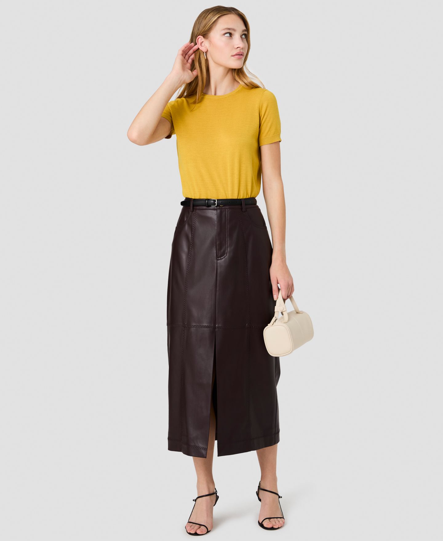 Женская юбка French Connection Madeline Fitted Midi, цвет: Какао коричневый — фото 6