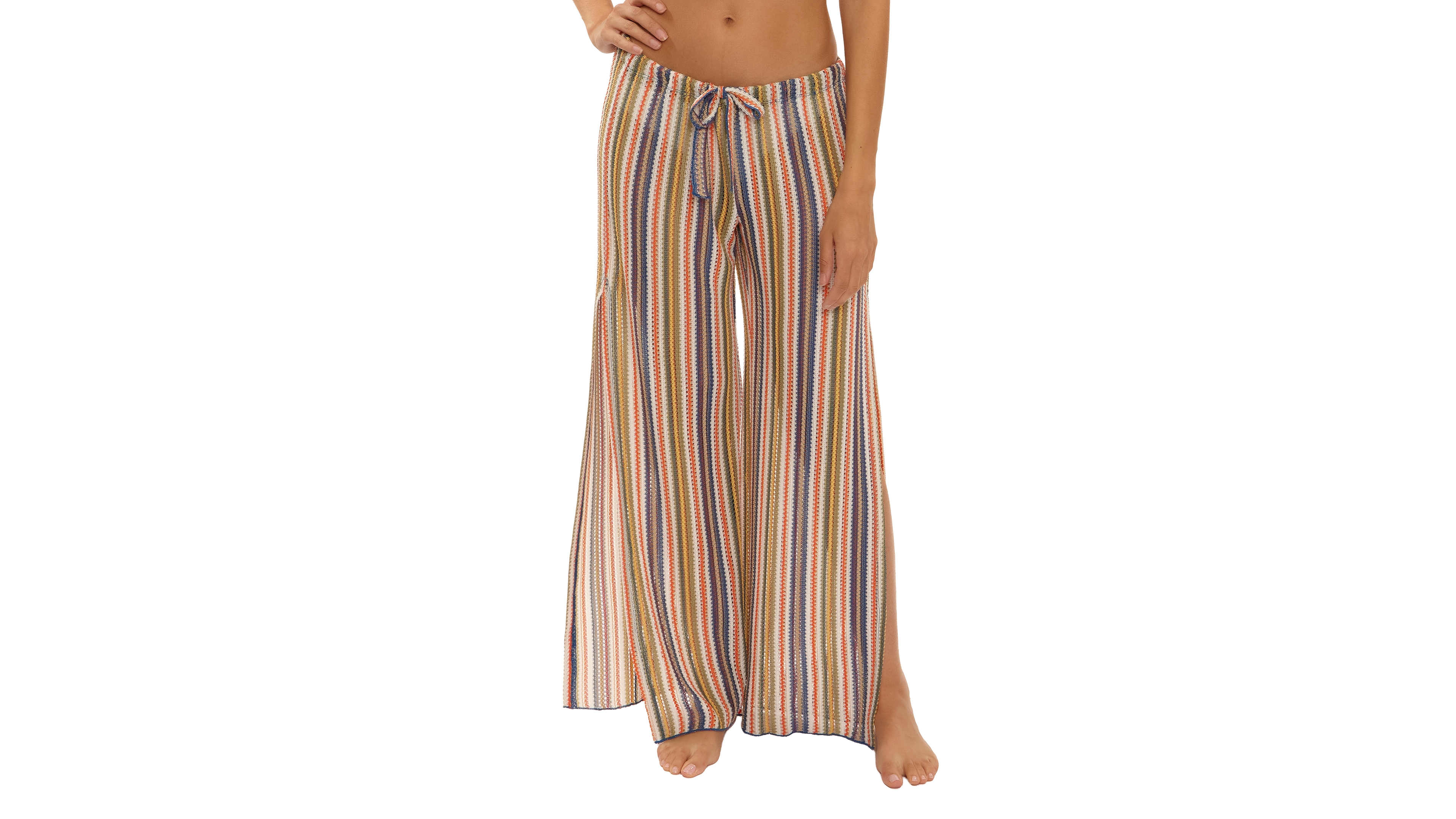 Becca Women's Seaside Stretch Crochet Split Leg Swim Cover-Up Pants
