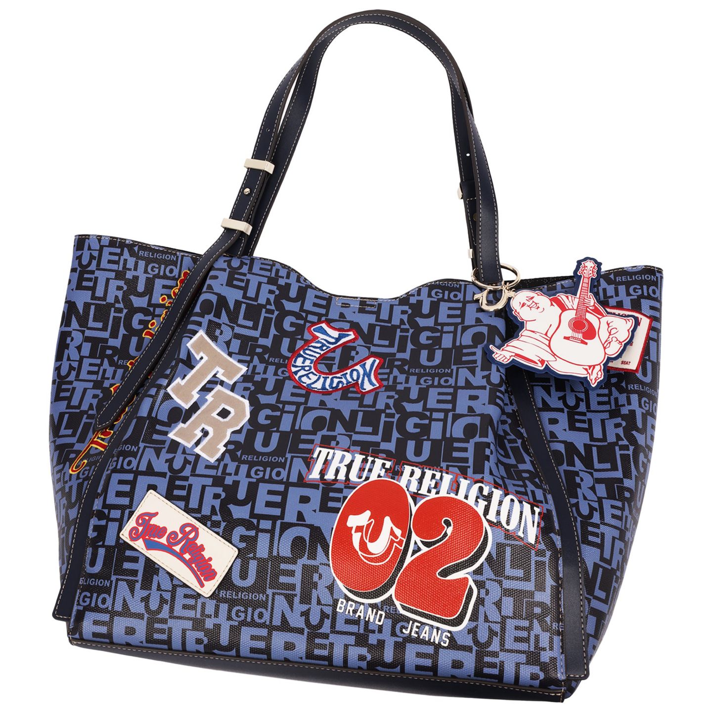 Женская сумка True Religion Multi Patch Graphic with Buddha Charm and Adjustable Shoulder Straps, цвет: Синий — фото 7