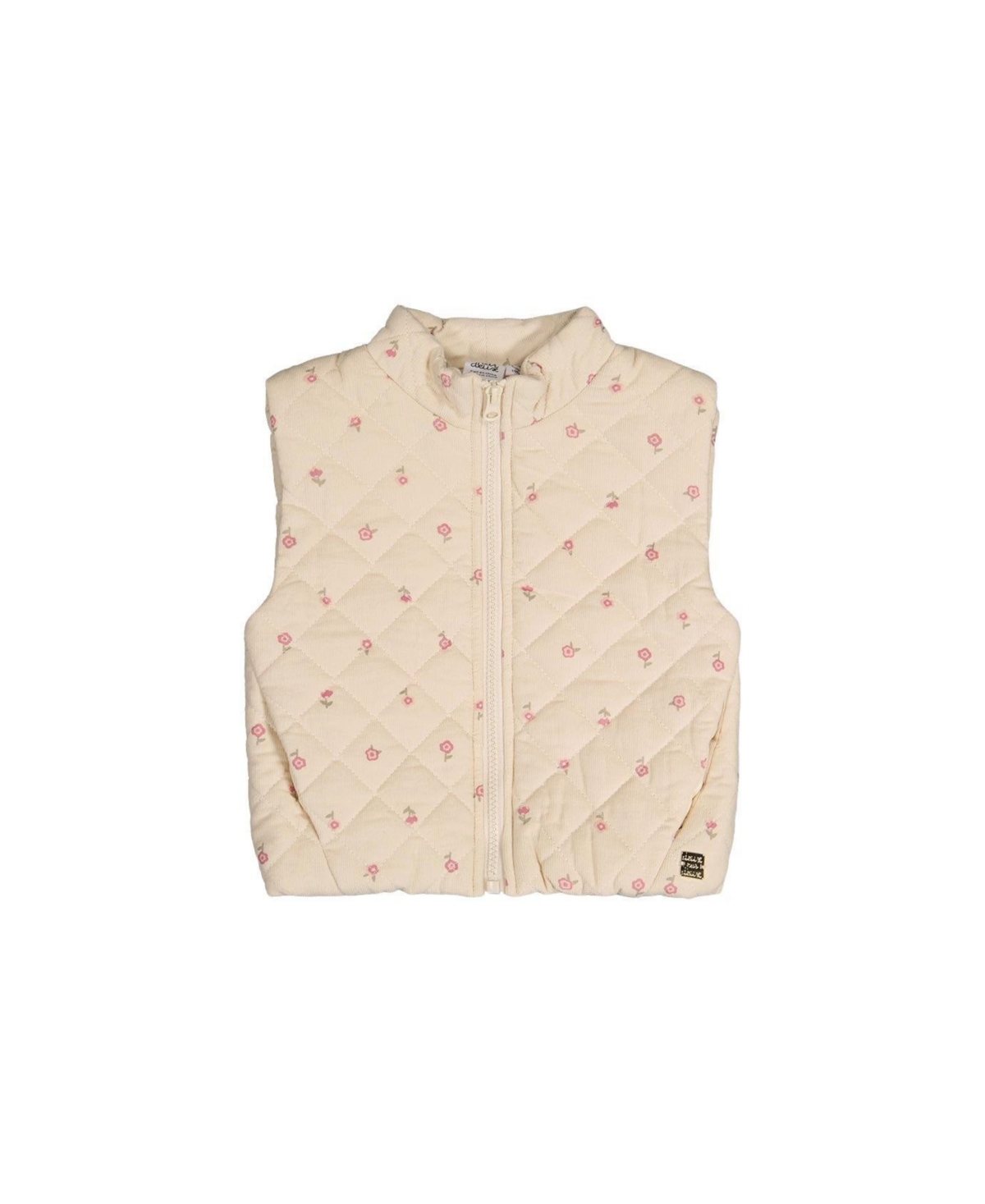 Deux par Deux Little Girls (6-12)Corduroy Puffy Vest Floral Print - Beige floral print