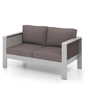 Patio Aluminum Loveseat Sofa Modern Outdoor Furniture with Thick Back and Seat Cushions