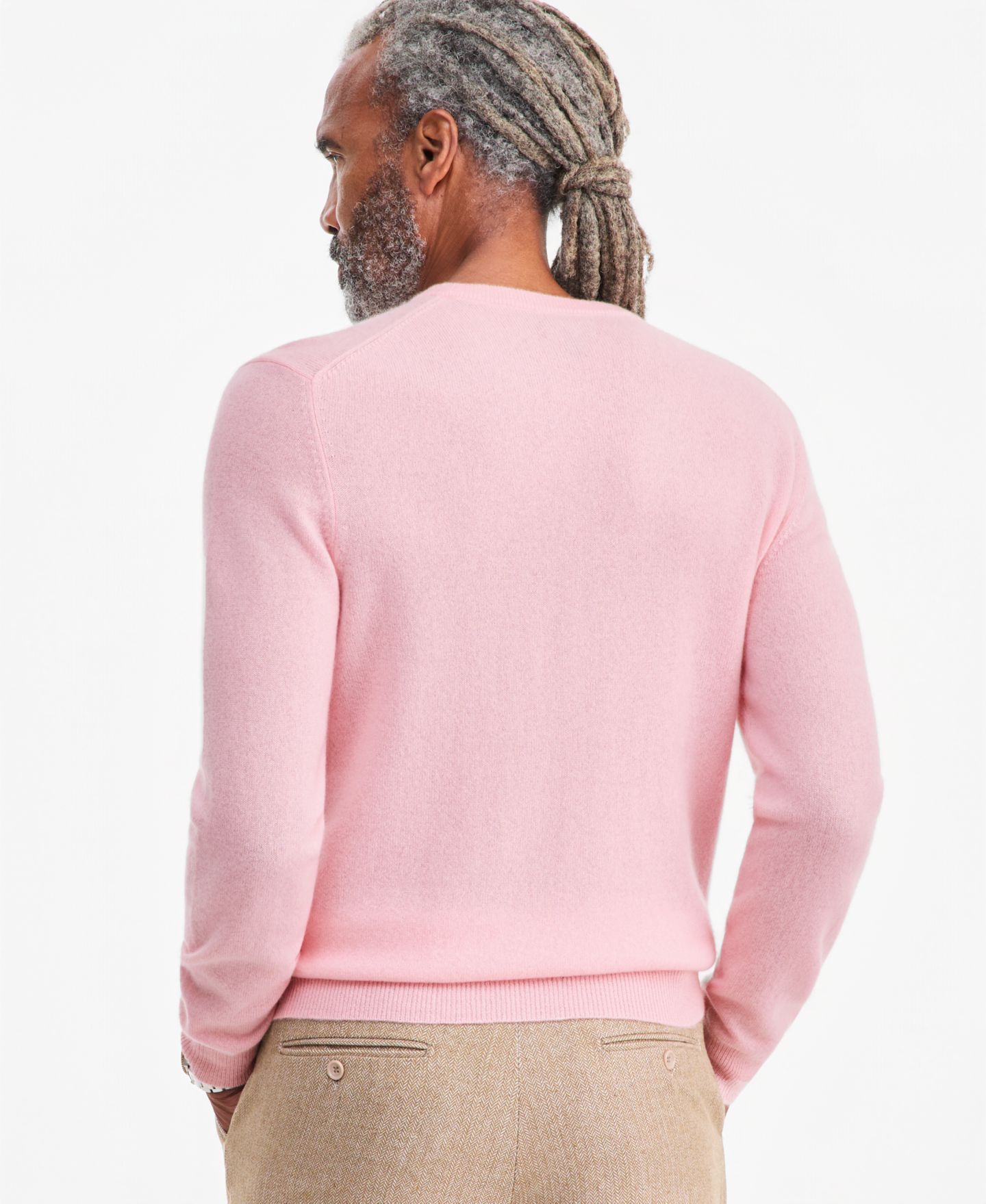 Мужской свитер Club Room Crewneck 100% Cashmere, цвет: Пепельный розовый — фото 4