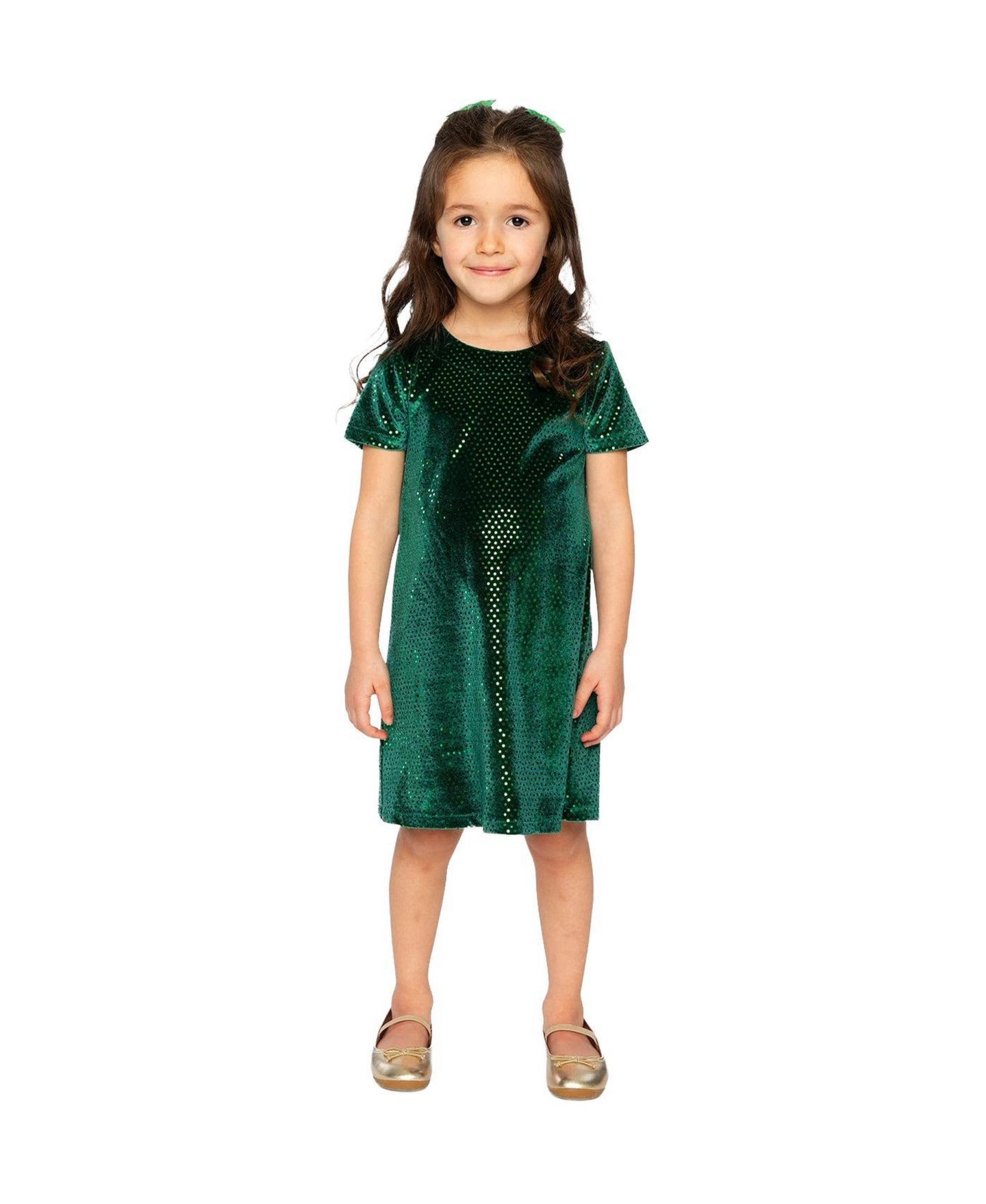Платье Deux par Deux Short Sleeve A Line Dress для девочек, цвет: Зелёный тёмно-зелёный — фото 2
