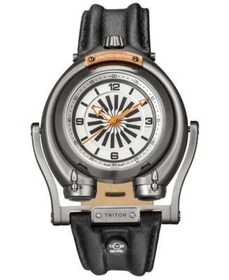 Men's Triton Swiss Automatic Leather Strap Watch