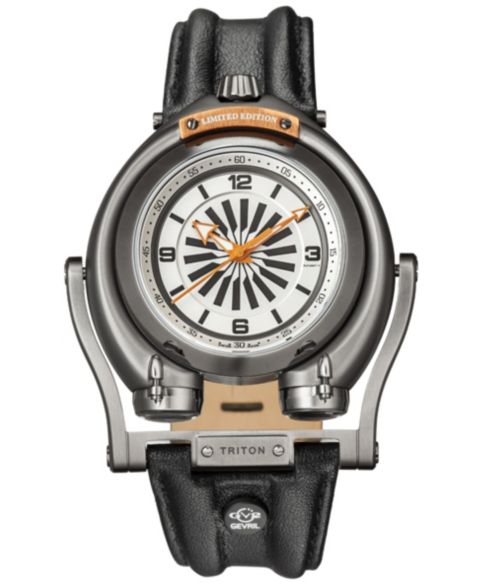 Мужские часы GV2 by Gevril Triton Swiss Automatic Leather Strap Watch
