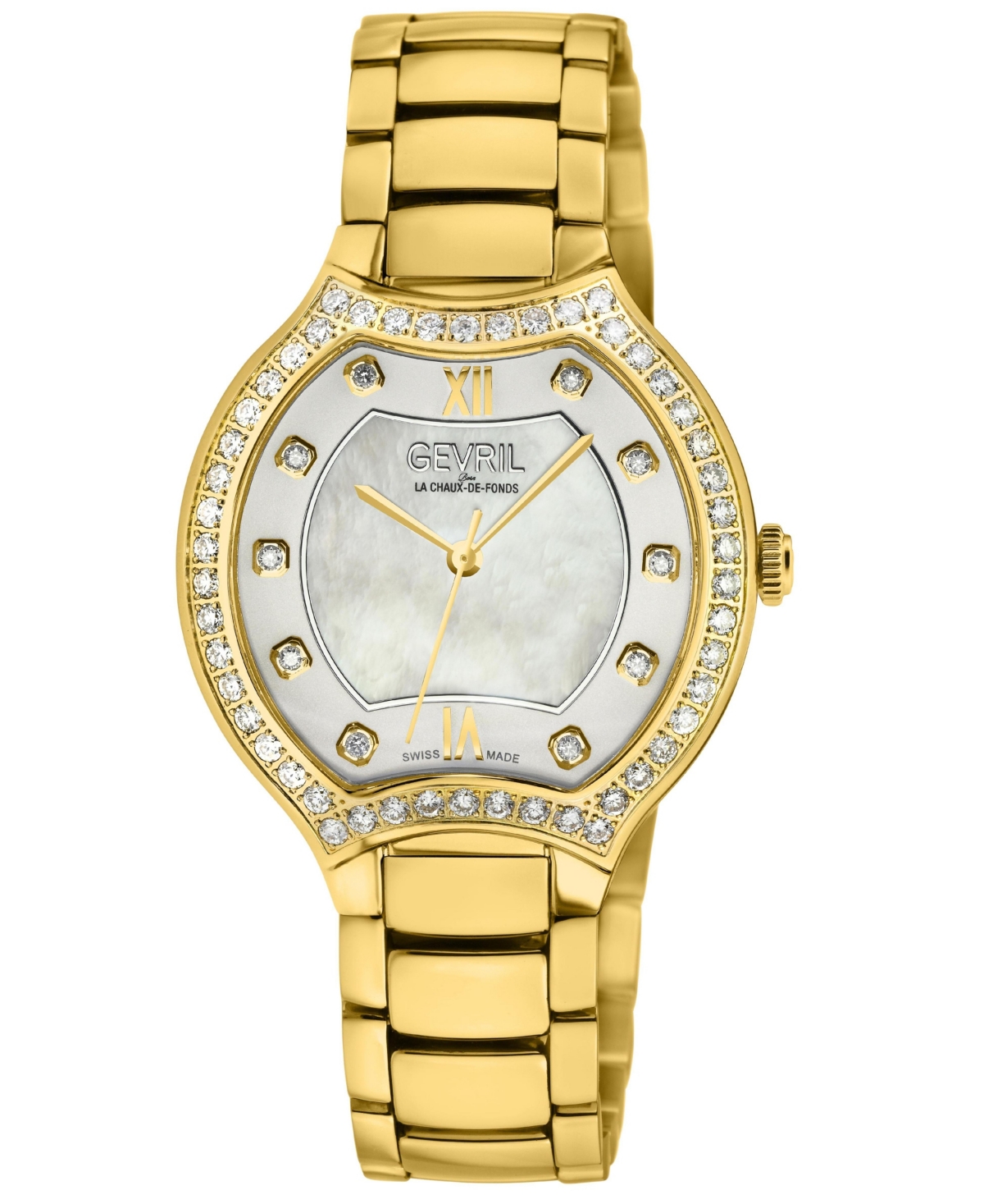 Gevril Women's Lugano Swiss Quartz Diamond Ip Gold Stainless Steel Bracelet Watch
