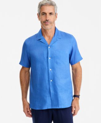 Men's Short-Sleeve Camp Collar Linen Shirt, Macy's Exclusive