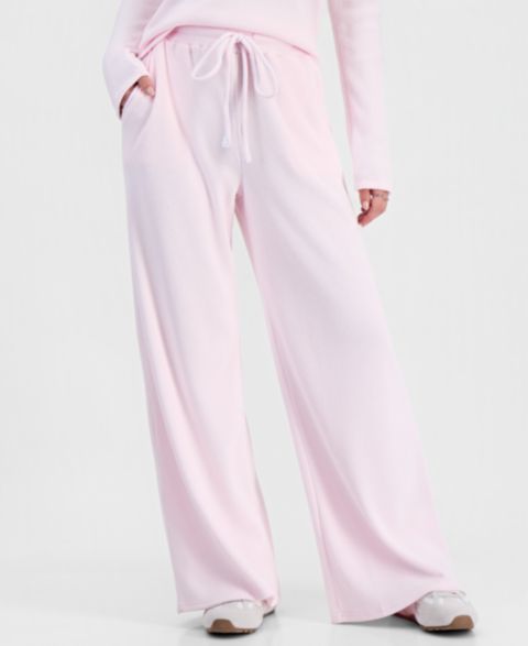 Женские брюки Madden Girl Juniors' Wide Wide-Leg Cozy Waffle Knit, цвет: Ballet Slipper