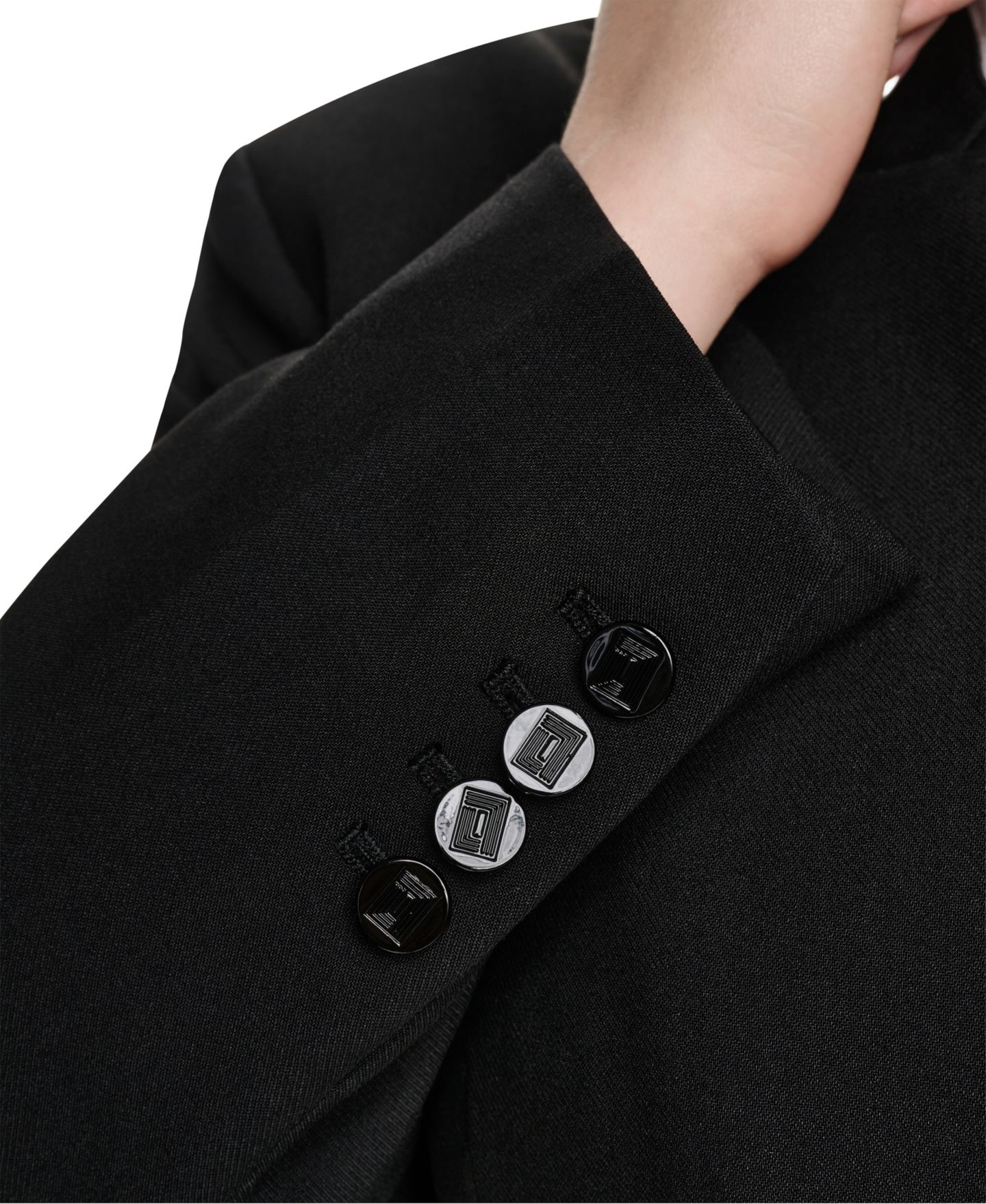 Женский пиджак KARL LAGERFELD PARIS Plus Size One-Button Reverse Lapel Banded Blazer, цвет: Чёрный — фото 5
