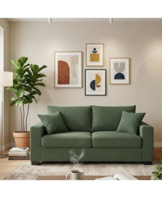 Loveseat Sofa, with 2 Throw Pillows, Comfortable Upholstered Couch, Textured Fabric, for Living Room, Apartment, Office, Easy Assembly