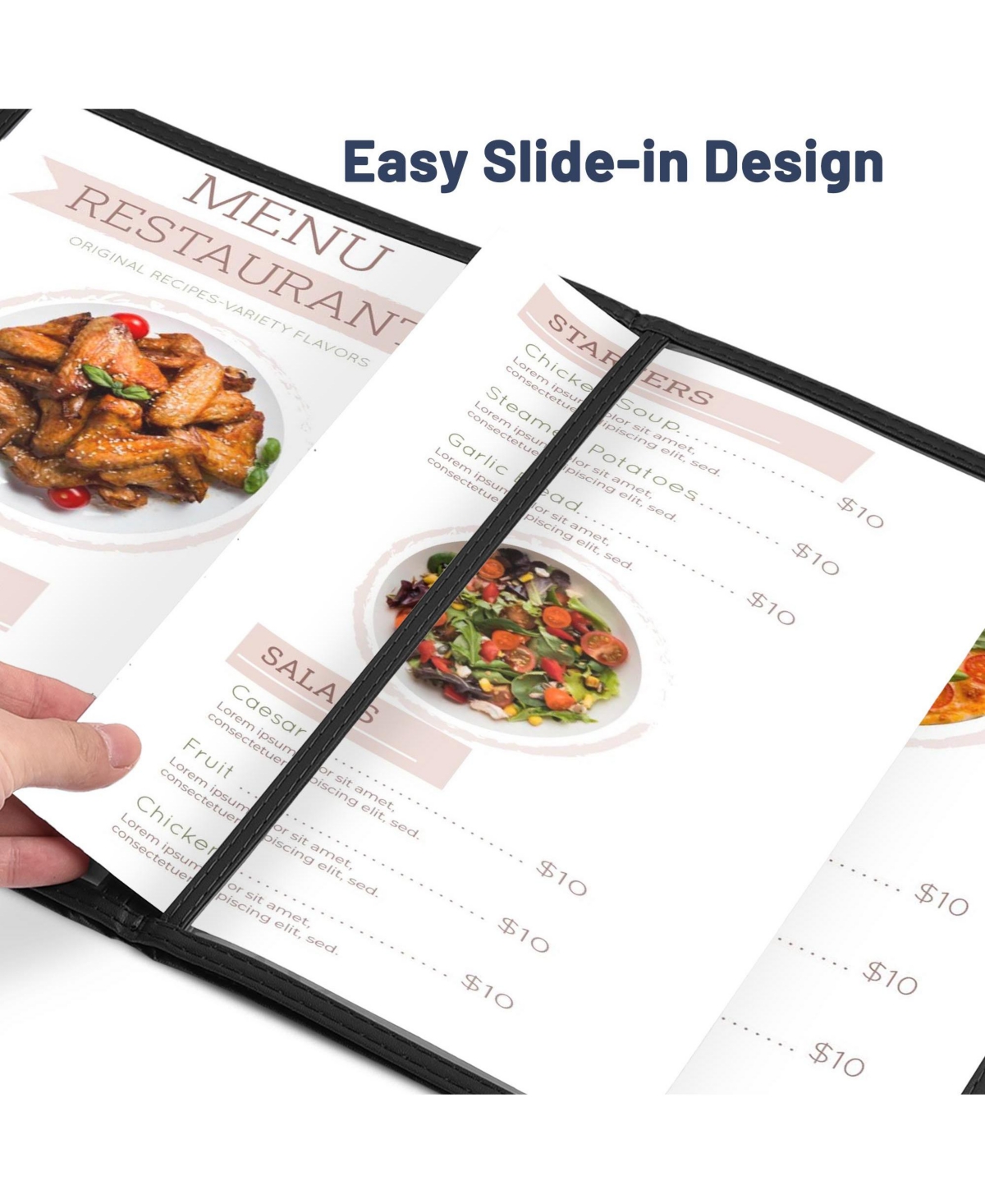 Yescom 30 Pcs Menu Covers 8.5x11" 4 Page 8 View and 4.25x11" Half Page Wine List