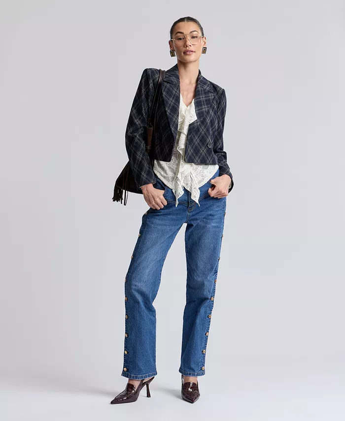 Women's Cropped Double-Breasted Blazer - thumbnail 6