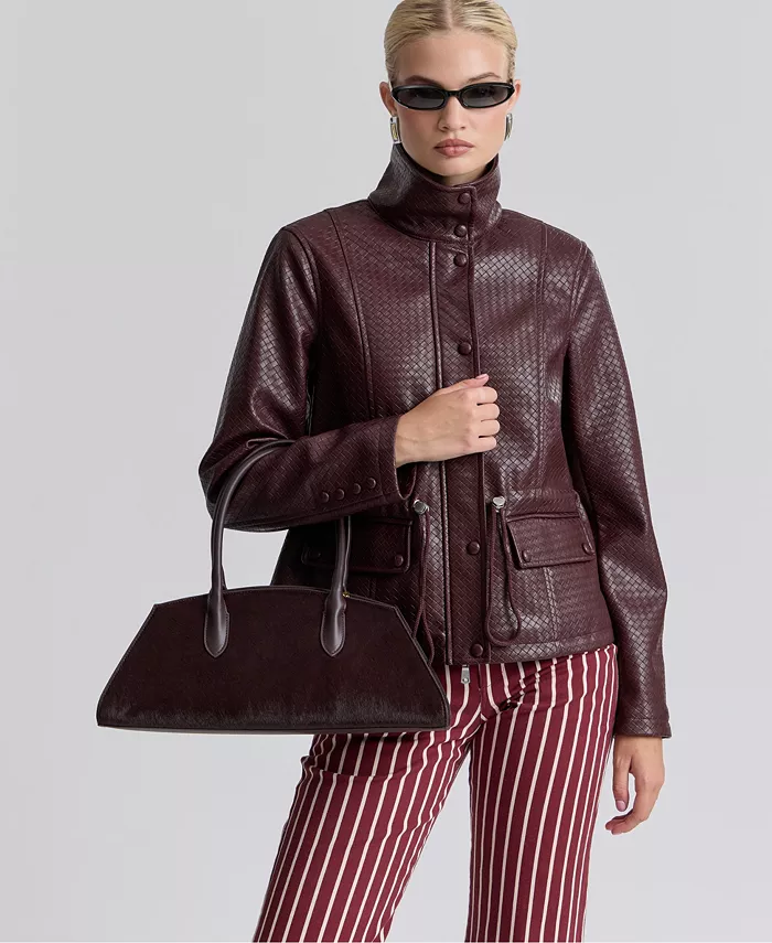 Women's Textured Mock-Neck Jacket - thumbnail 6