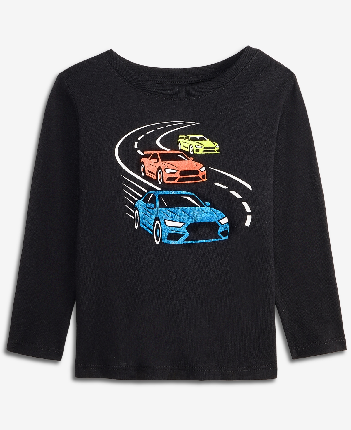 Epic Threads Kids' Toddler Boys' 12m-5t Race Car Long-sleeve T-shirt, Macy's Exclusive In Deep Black