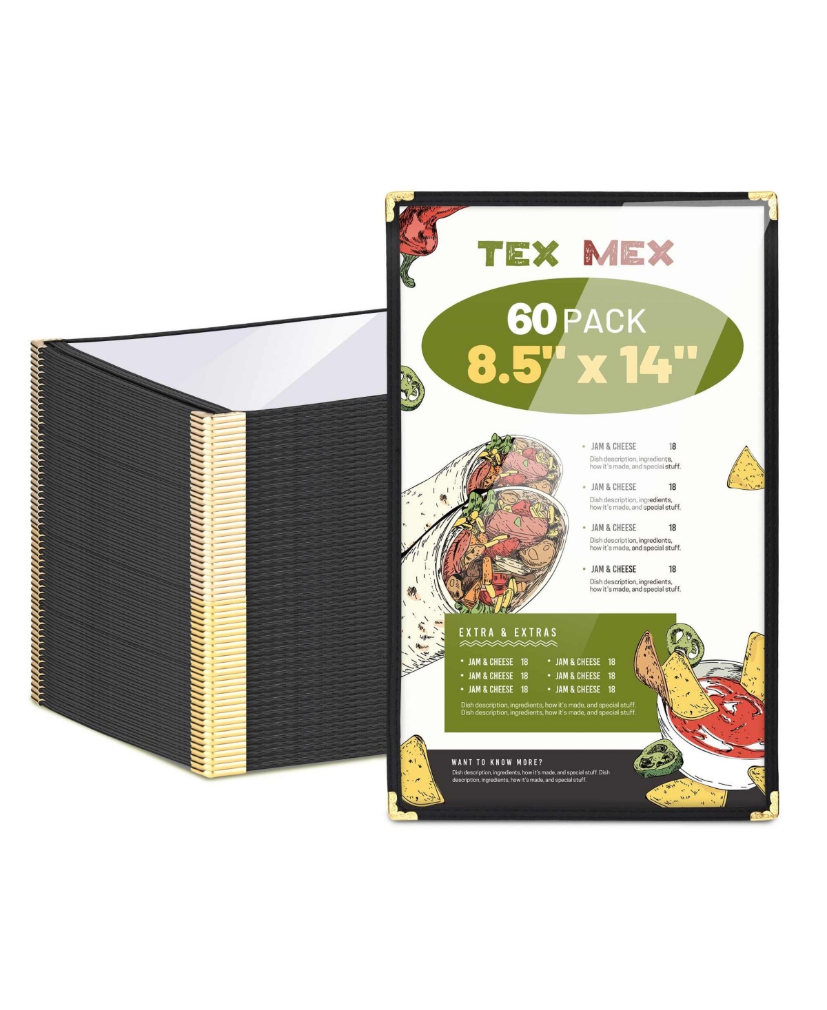WeChef 60 Pack Restaurant Menu Covers 8.5x14" Single Page 2 View Pvc Transparent for Wine List Cafe Bar Club