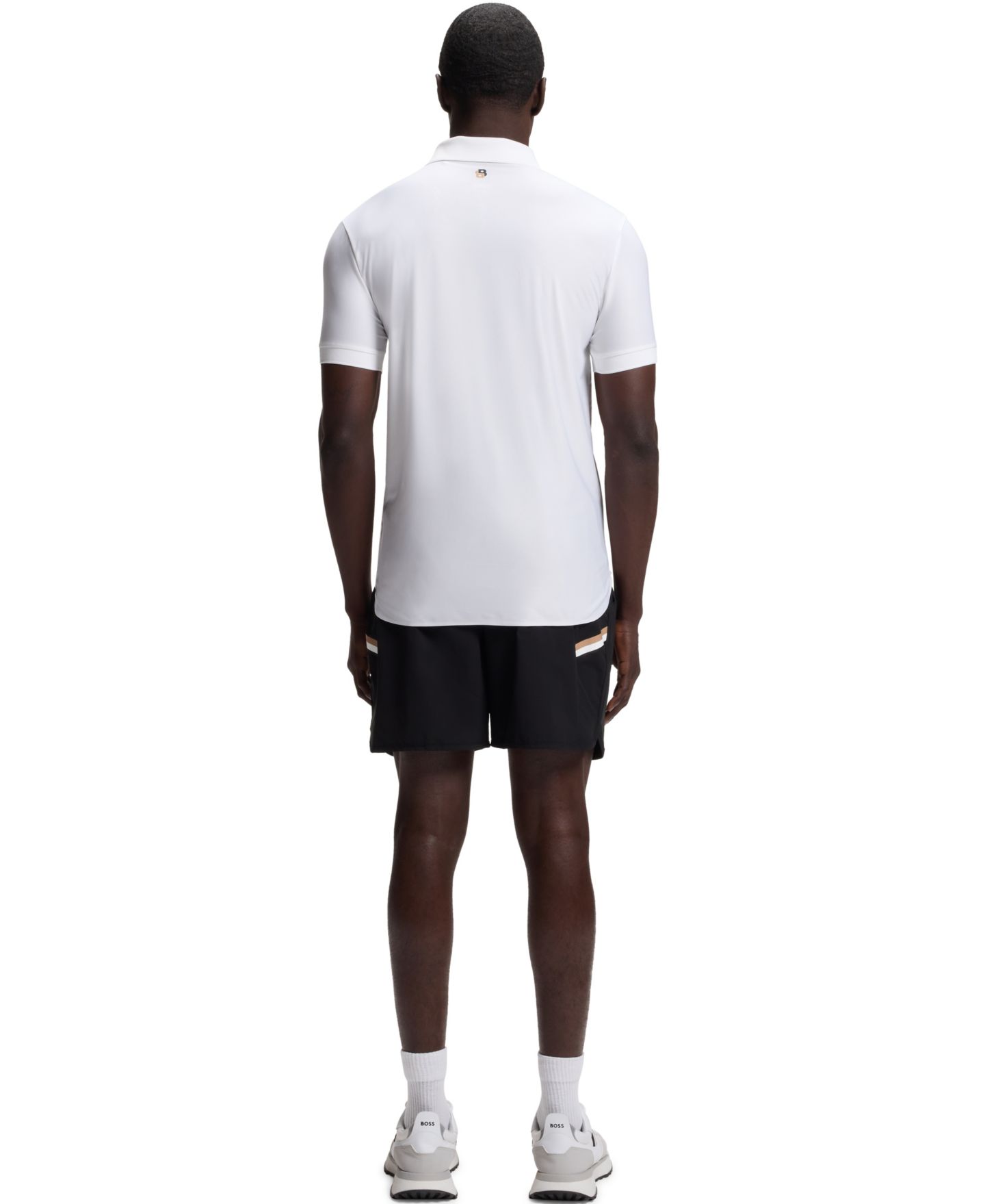 Мужское поло Hugo Boss Four-Way Stretch Stripe-Jersey Slim-Fit Polo Shirt, цвет: Чёрный — фото 11