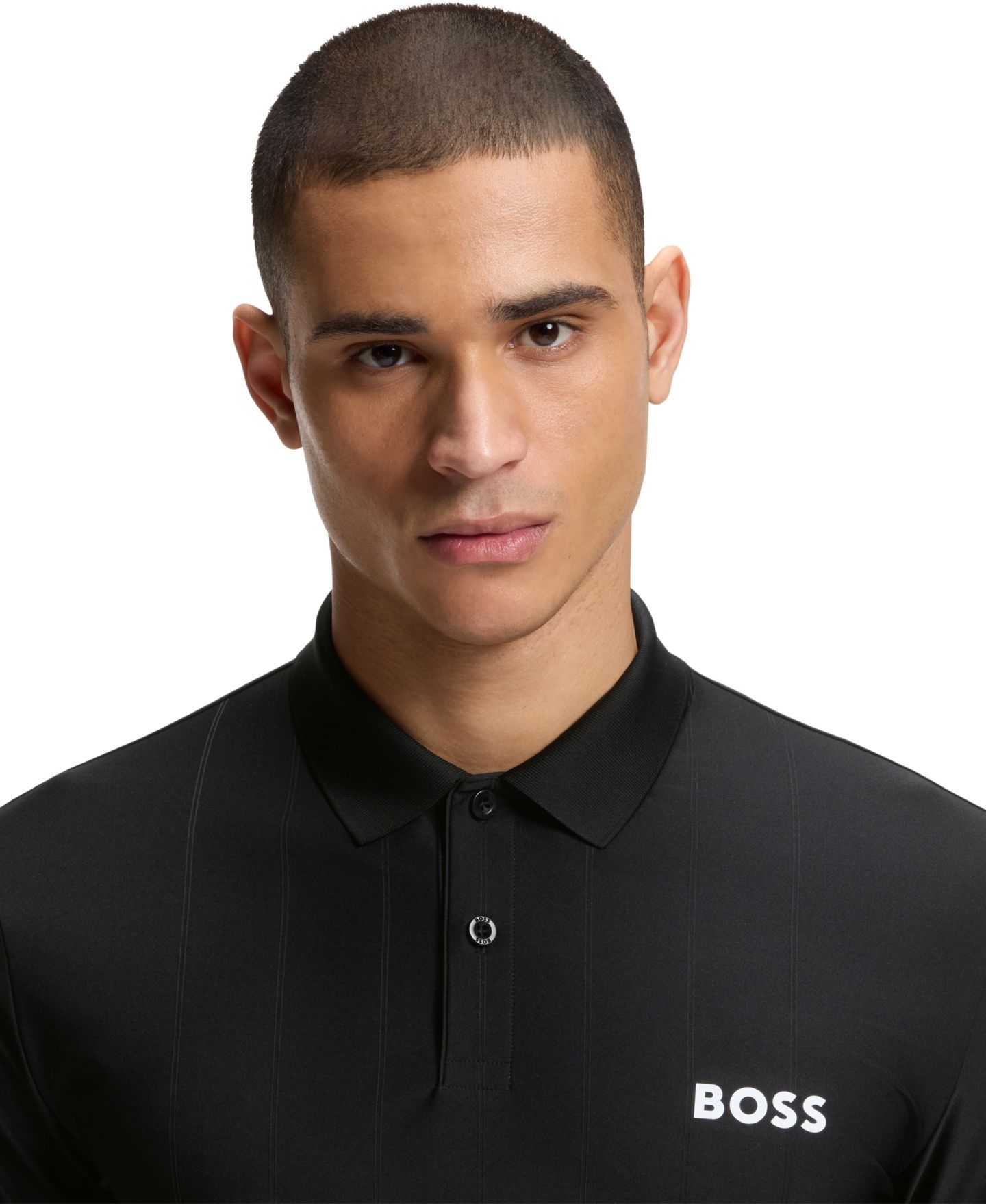 Мужское поло Hugo Boss Four-Way Stretch Stripe-Jersey Slim-Fit Polo Shirt, цвет: Чёрный — фото 5