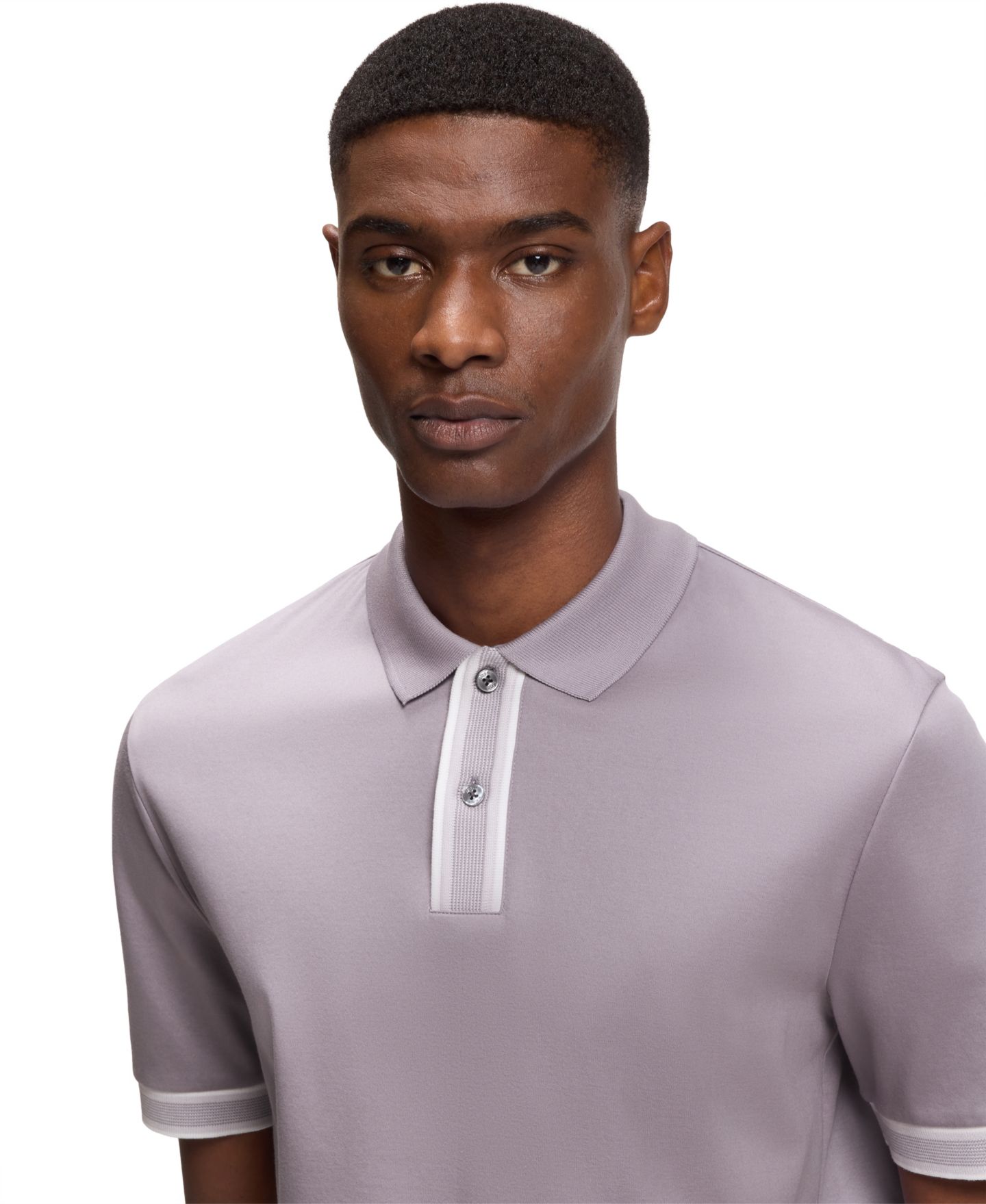 Мужское поло Hugo Boss Mercerized-Cotton Regular-Fit Polo Shirt, цвет: Фиолетовый — фото 5