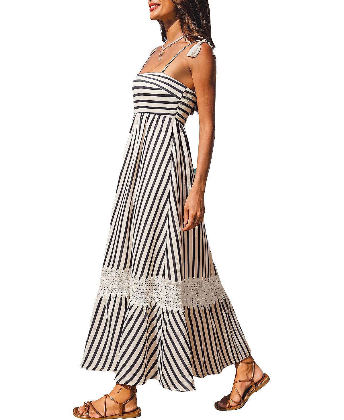 Cupshe Women's Champagne Dreams Striped Maxi Beach Dress view 2 — MAYCSS fashion products