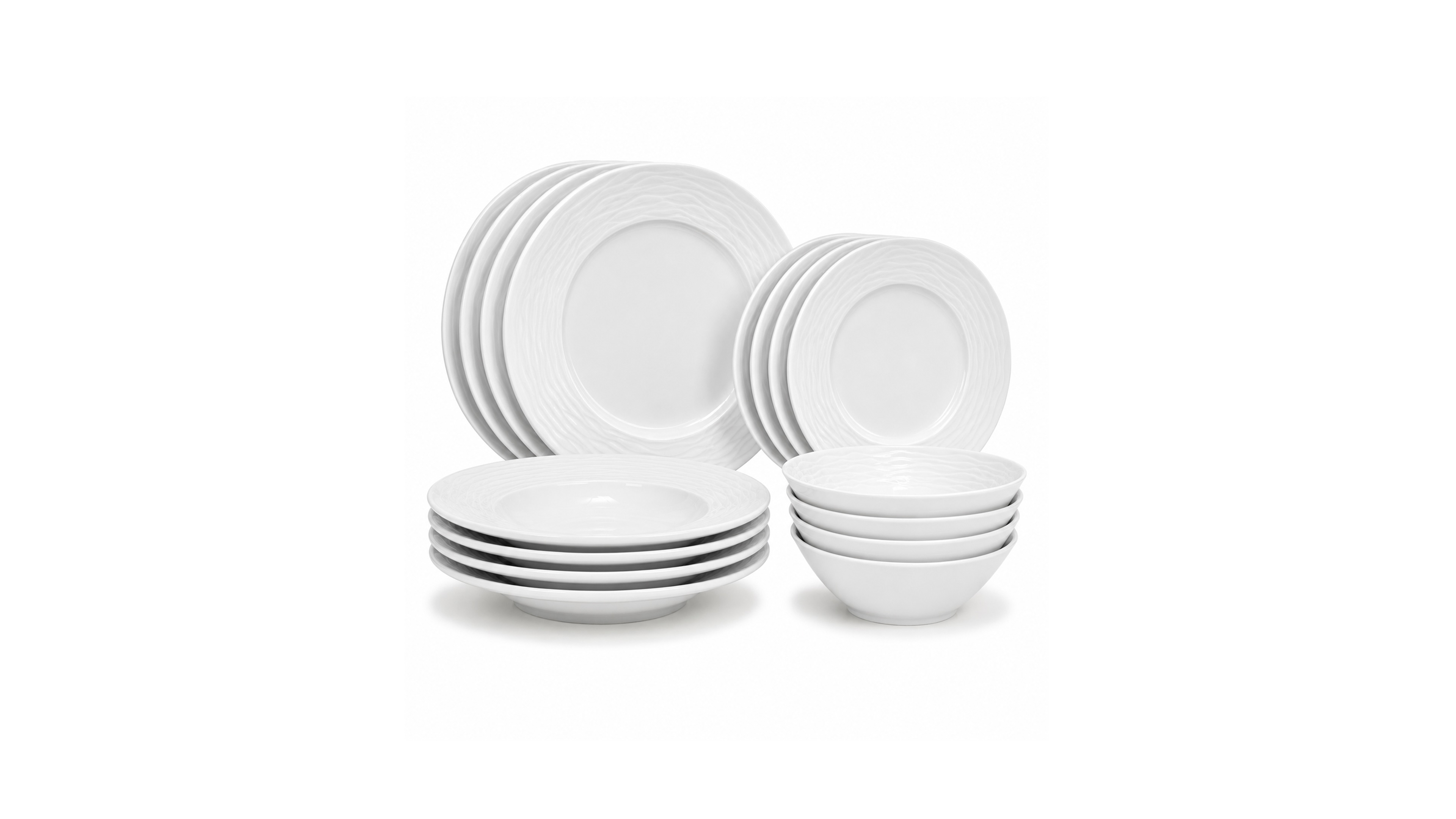 French Home White Wave 16-Piece Dinnerware Set, Service For 4