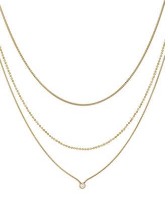 Tarnish Resistant Gold Set of 3 Connected Necklace