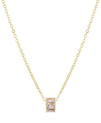 Gold Cubic Zirconia Bead Charm Necklace