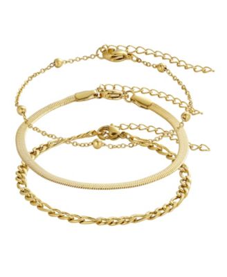 Tarnish Resistant Gold Set of 3 Chain Bracelets