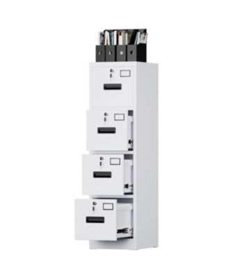 4 Drawer Metal File Cabinet with Lock, Vertical Filing Cabinet for Letter/Legal/A4/F4, Home Office Storage with Name Card Holder