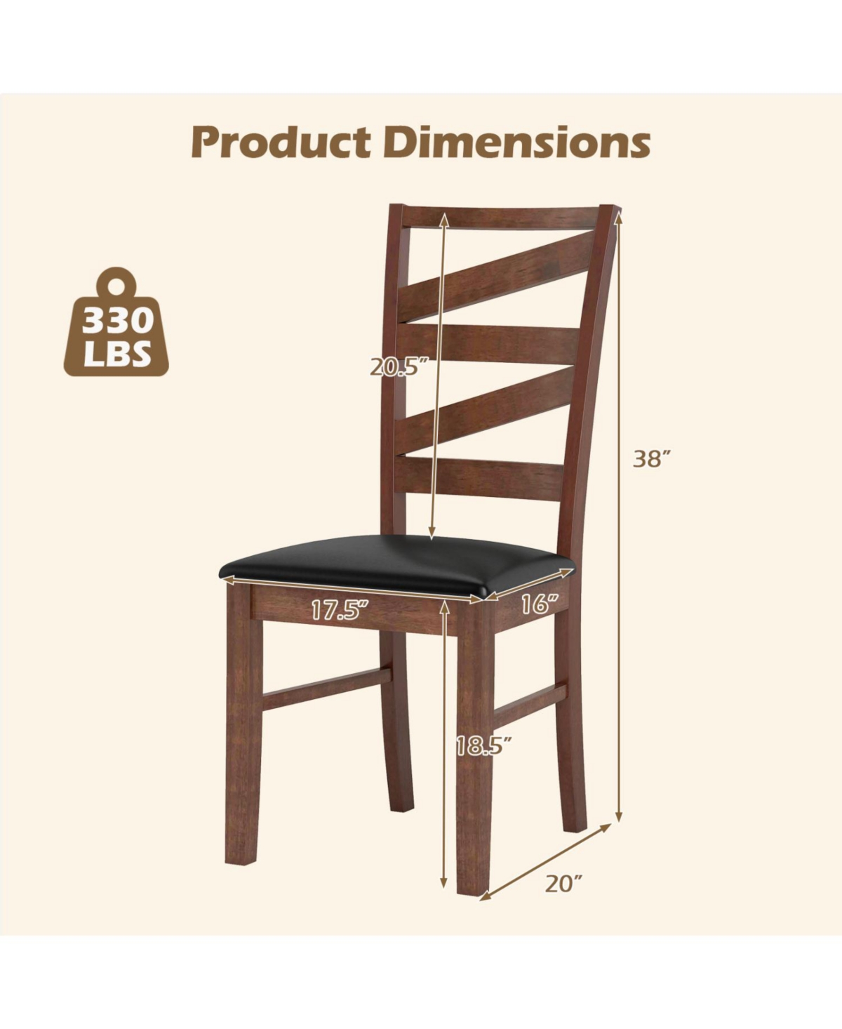 Slickblue Set of 2 Dining Chairs with Rubber Wood Legs Kitchen Side Seating