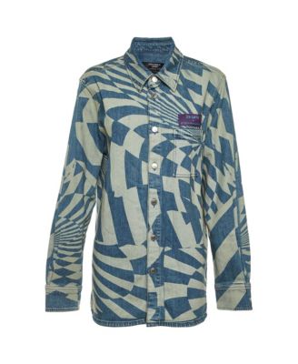 Women's Ed Curtis Psychedelic Print Denim Shirt