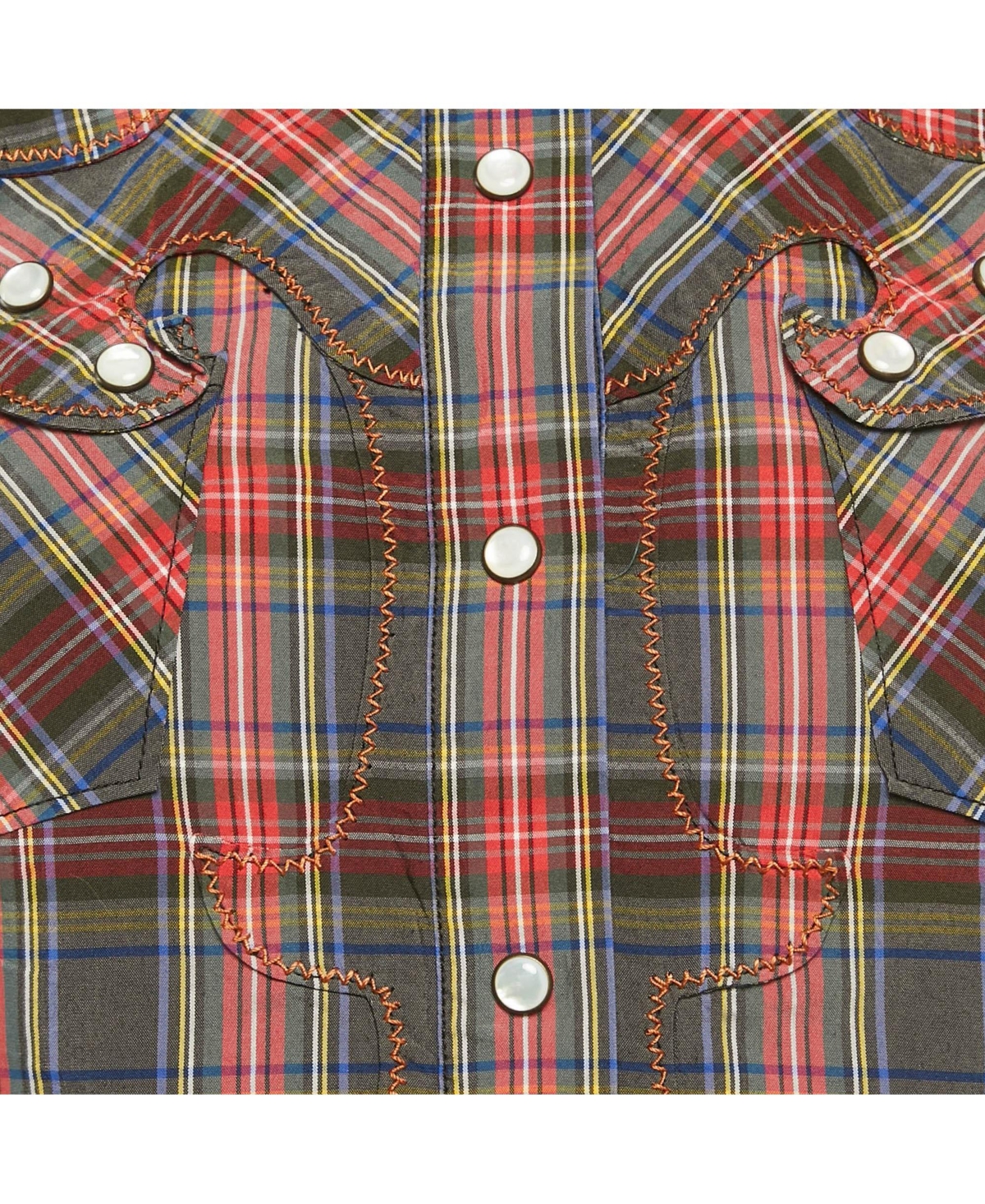 Pre-Owned Dolce & Gabbana Plaid Cotton Pearl Snap Button Detail Sleeveless Shirt