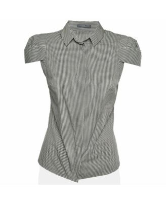Women's Gingham Puff-Sleeve Cotton-Blend Shirt