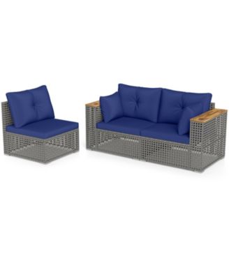 Patio Wicker Sectional Furniture 3 Piece Outdoor Couch Set for Garden