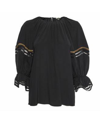 Women's Silk Balloon Sleeve Top