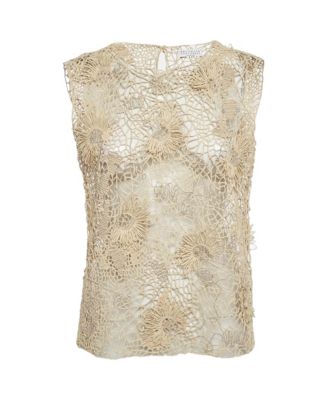 Women's Lace Floral Applique Sheer Top
