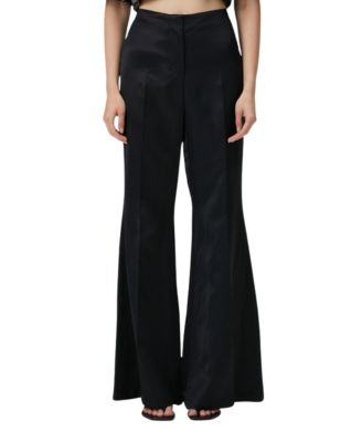 Women's Shiny Woven Flare-Leg Pants