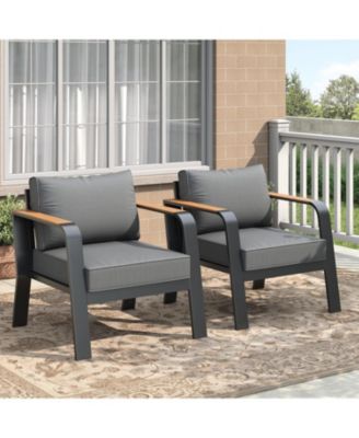Outdoor 2 Pieces Single Cushioned Sofa Armchair, Outdoor Furniture for Garden, Balcony, Deck, Backyard