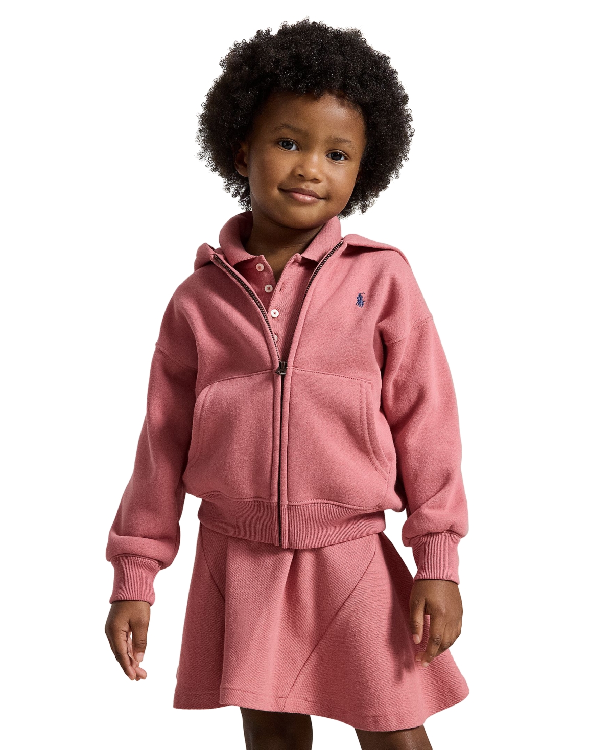 Polo Ralph Lauren Kids' Girls' 2t-6x Long-sleeve Full-zip Hoodie In Canvas Pink