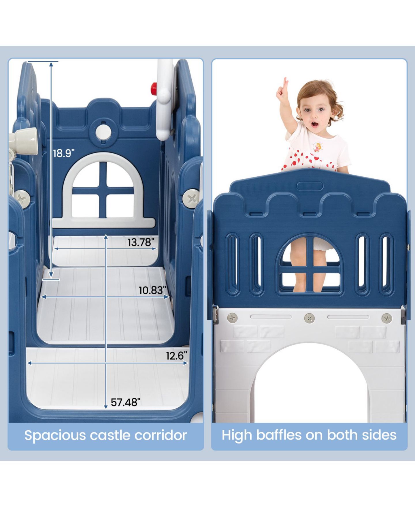 Детский игровой набор homfan 8-in-1 Toddler Playground Indoor-Outdoor Playset, For 2 to 3 Players, Ages 1-3, цвет: Синий — фото 8