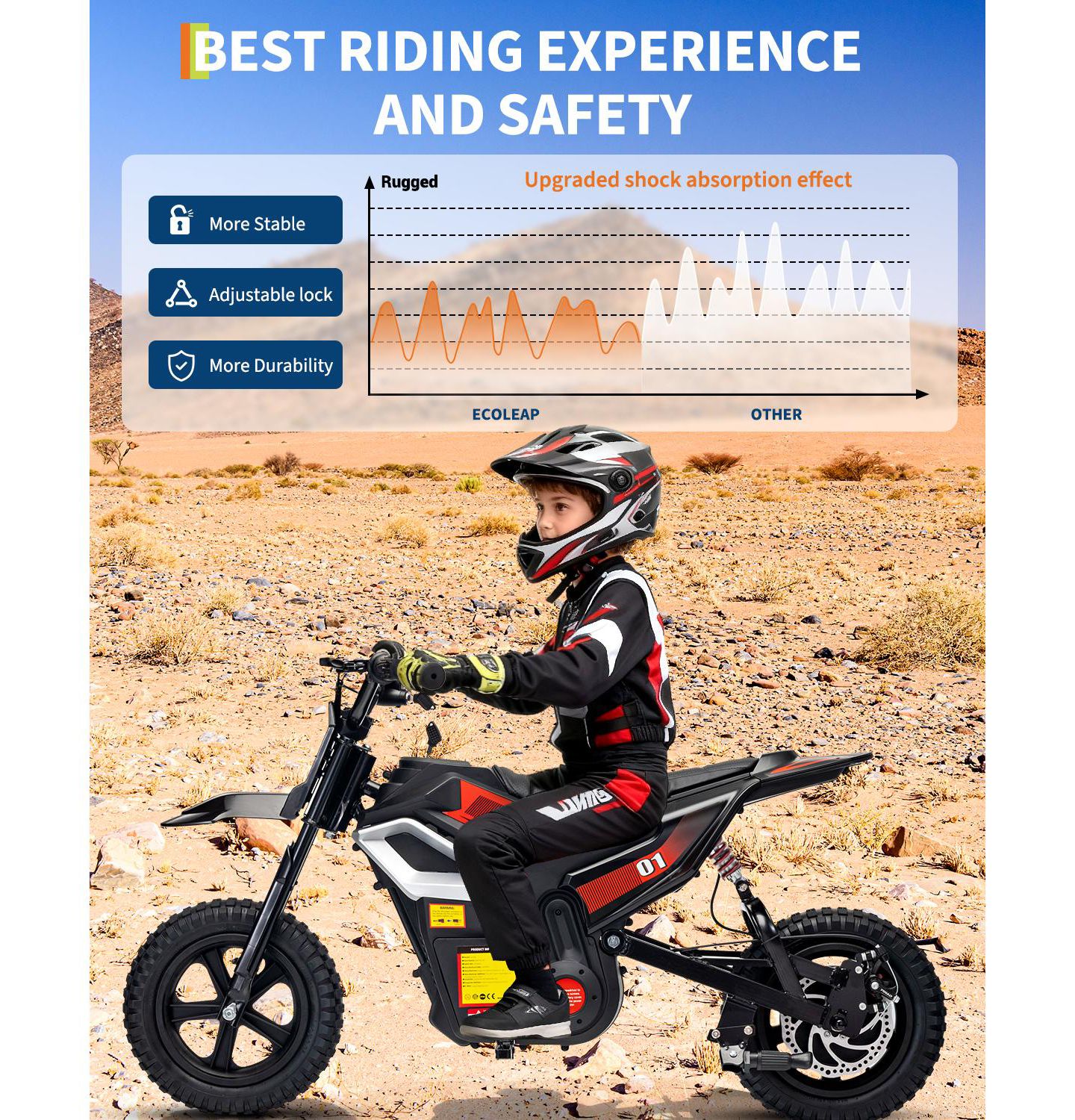 Детская игрушка homfan 45.7"L x 21.3"W x 26.4"H Electric 4-Wheel Ride-On Motorcycle, 3–7 лет, цвет: Чёрный — фото 3