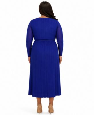 blue long sleeve dress near me Long Sleeve Draped Back Maxi Dress Blue