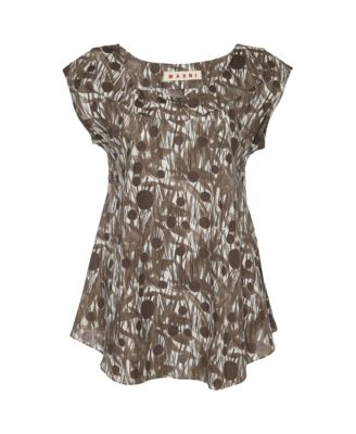 Women's Abstract Brushstroke Print Cotton Top