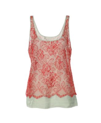 Women's Floral Lace and Chiffon Sleeveless Top
